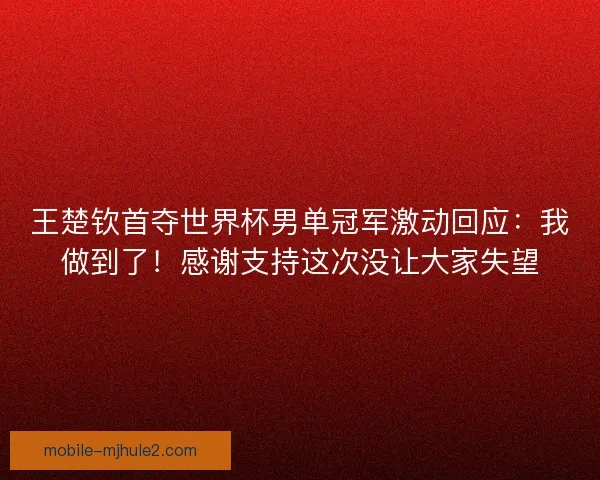王楚钦首夺世界杯男单冠军激动回应：我做到了！感谢支持这次没让大家失望